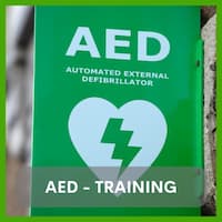 Bild eines AEDs. Ein Gerät zur Wiederbelebung.