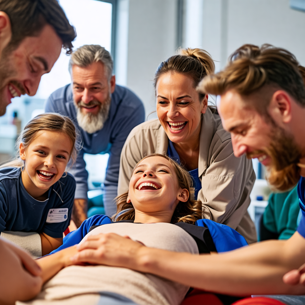 Wiederbelebungstraining in lustiger Runde